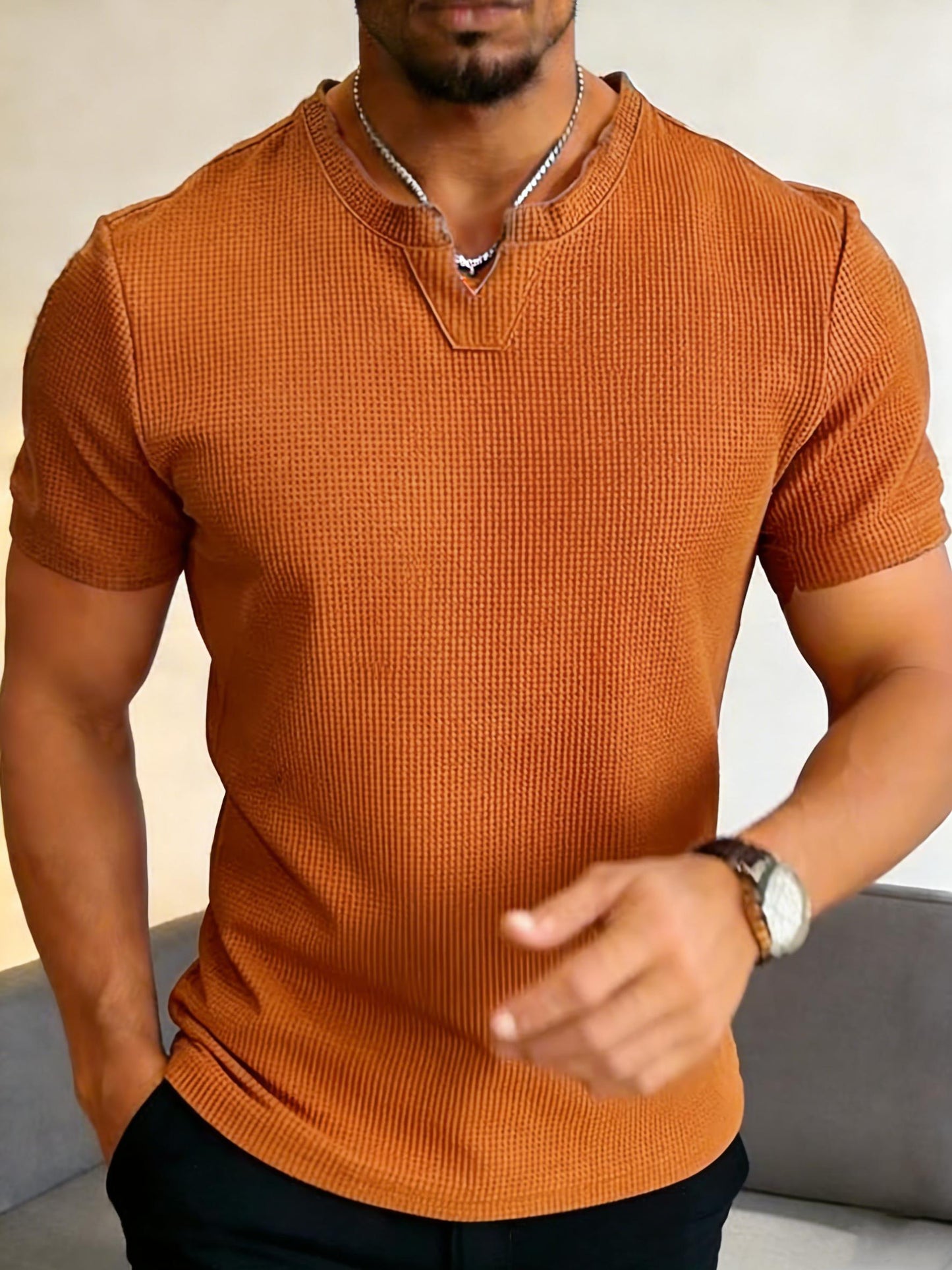 Men's Short Sleeve Henley T-Shirt, Soft Casual Top for Summer