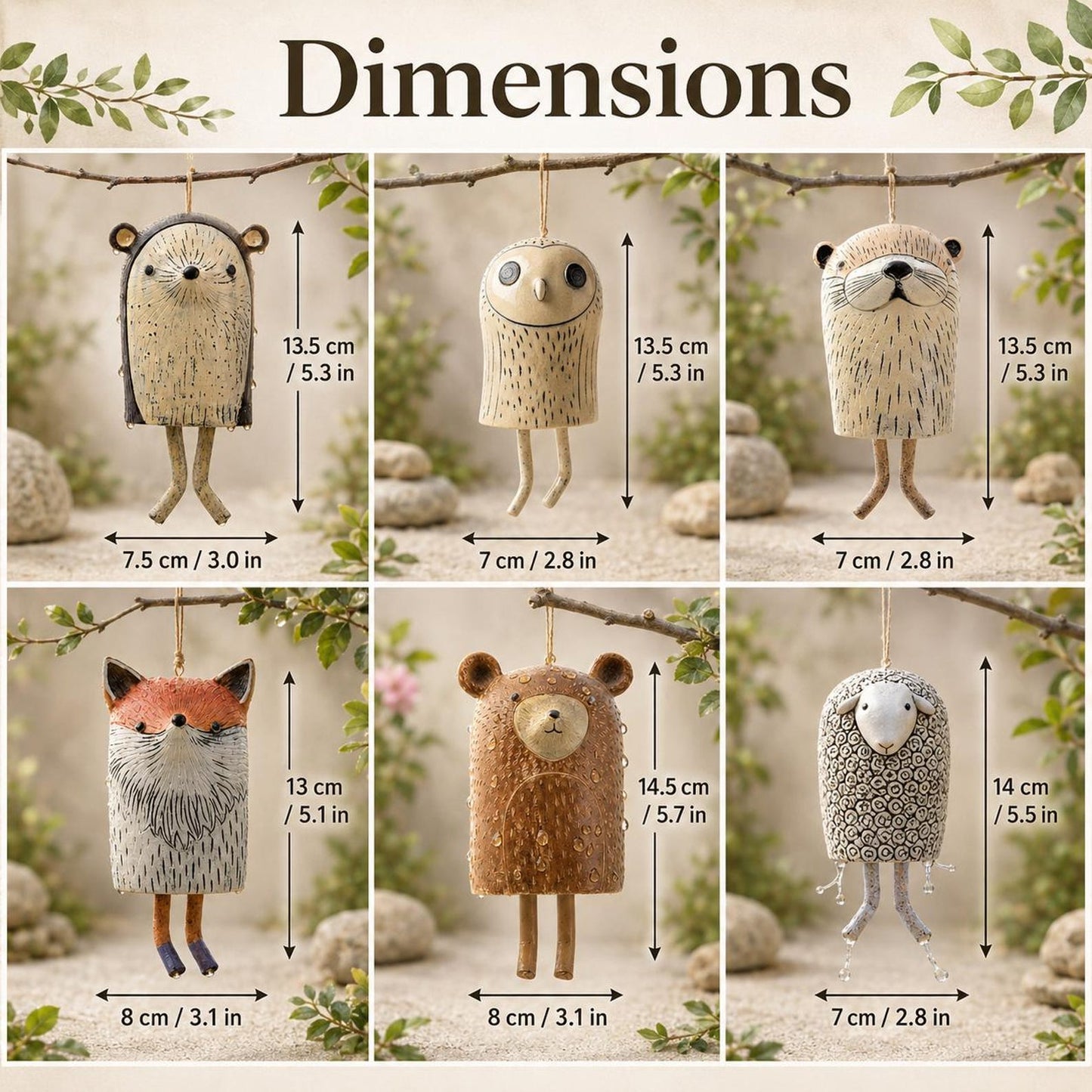 🔥Last Day 49% OFF - ✨Handmade Whimsical Animal Wind Chime Ornaments