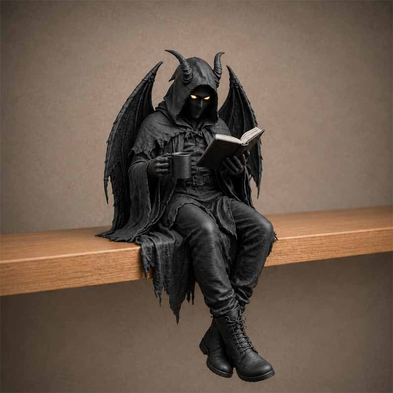 💀"This Is My Happy Place" Skeleton Bookshelf Decor