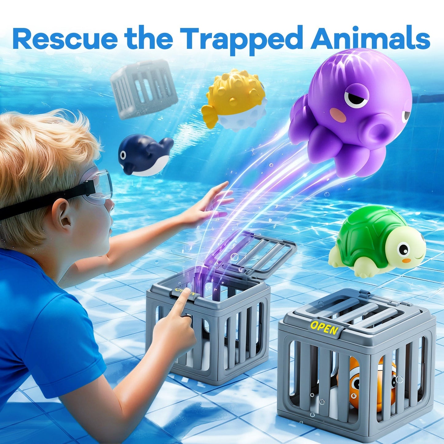 🔥HOT SALE 49% OFF 🔥 Kids Pool Diving Toys--With floating animals and weighted cages