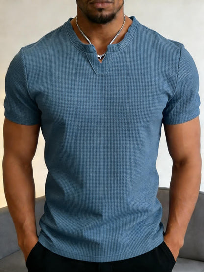 Men's Short Sleeve Henley T-Shirt, Soft Casual Top for Summer