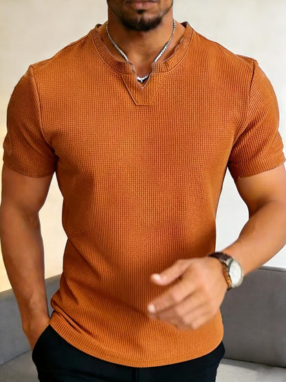 Men's Short Sleeve Henley T-Shirt, Soft Casual Top for Summer
