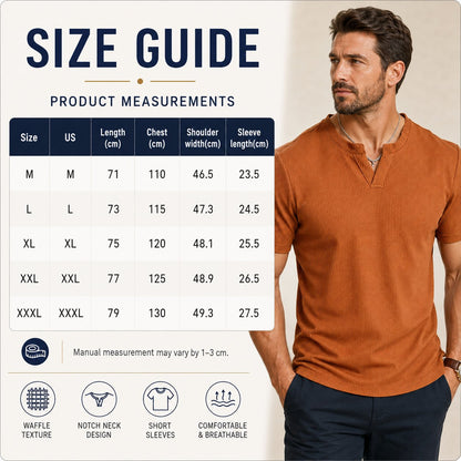 Men's Short Sleeve Henley T-Shirt, Soft Casual Top for Summer