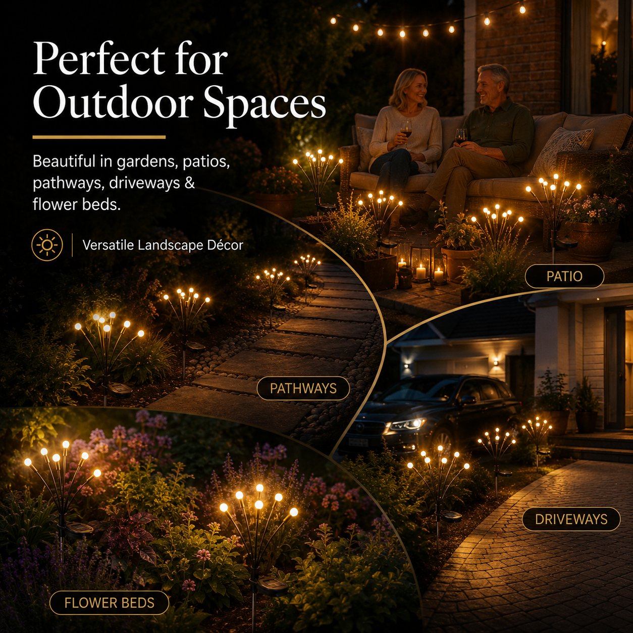 Outdoor Solar Firefly Lights, 4/8 Pack Waterproof Garden Stake Lights with Auto Dusk-to-Dawn Glow