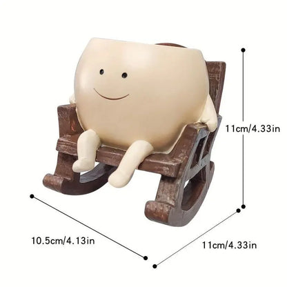 Smily Face Garden Planter Pot 1 Piece Cartoon Design Resin Pot for Indoor Plants Cute Chair Shape Succulent Flower Pots with Drain Hole Decorative for Home Office Desk