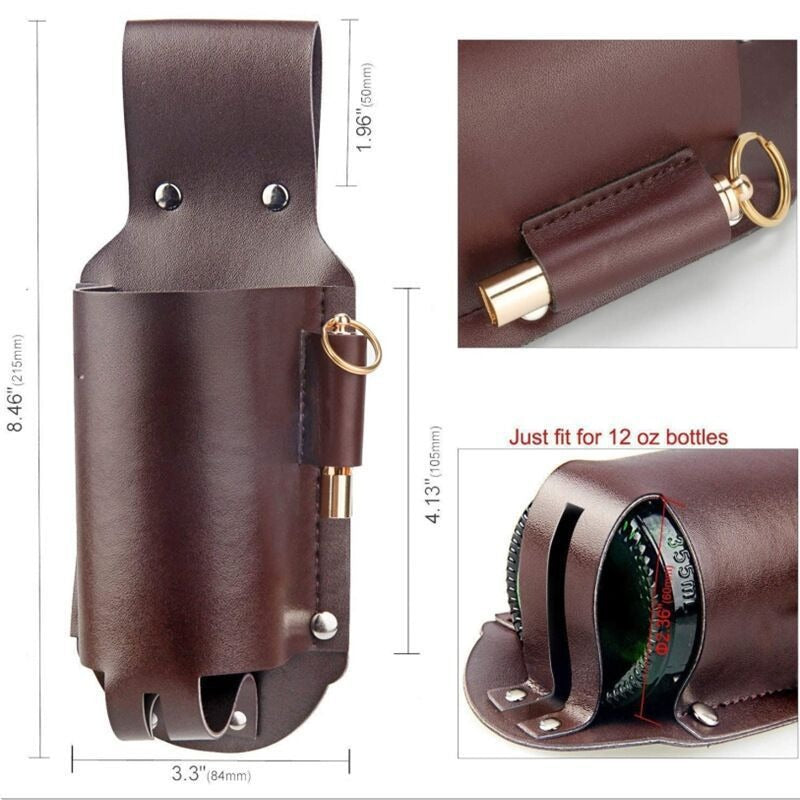 3 Pcs Waist-Mounted Leather Beer Holster