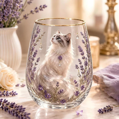 🐱MEOW GARDEN Crystal Texture Glass Cat Tumbler✨