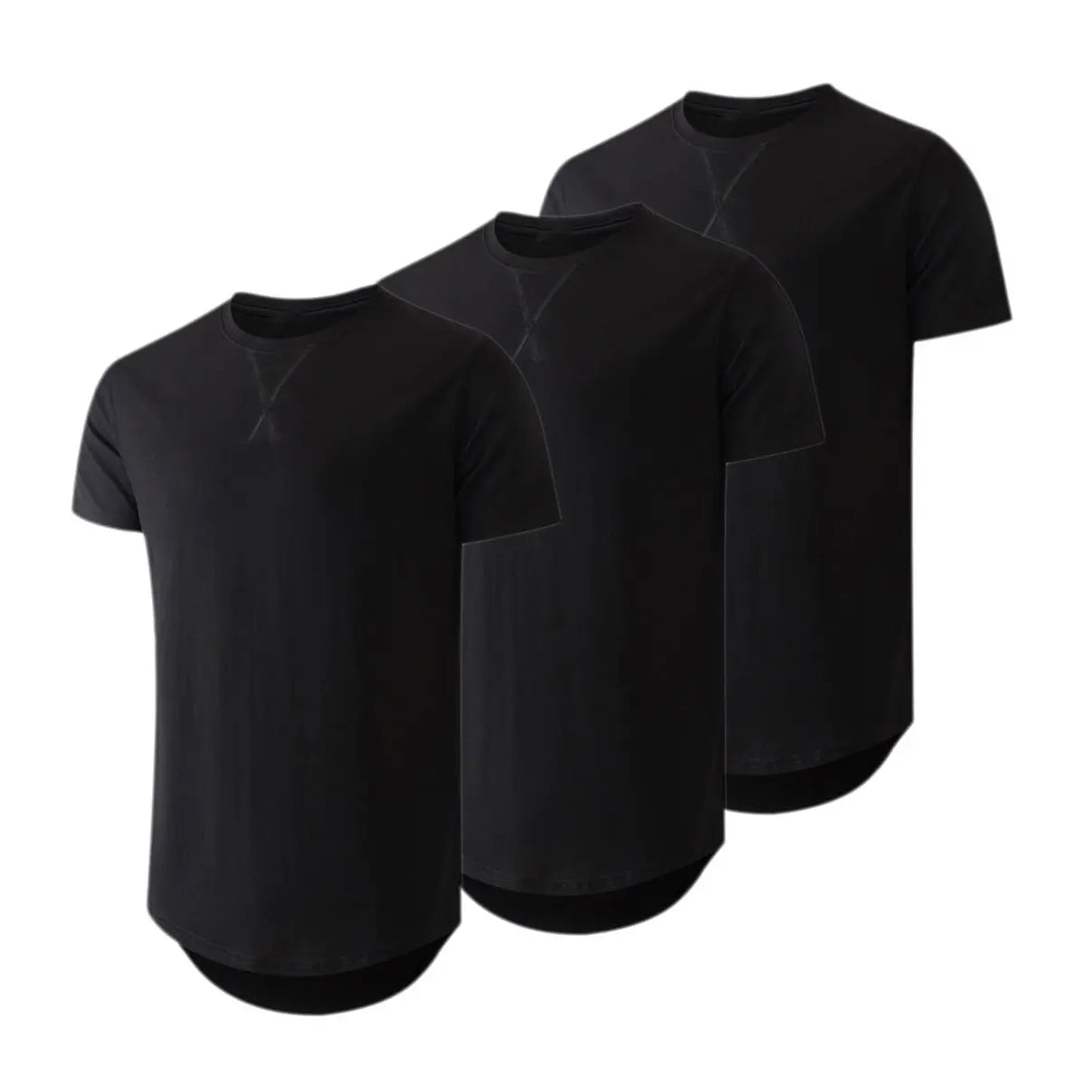 Mens 3 Pack Cotton Hipster Hip Hop Longline Crewneck T-Shirt