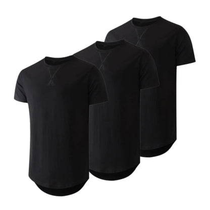 Mens 3 Pack Cotton Hipster Hip Hop Longline Crewneck T-Shirt