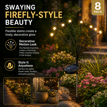 Outdoor Solar Firefly Lights, 4/8 Pack Waterproof Garden Stake Lights with Auto Dusk-to-Dawn Glow