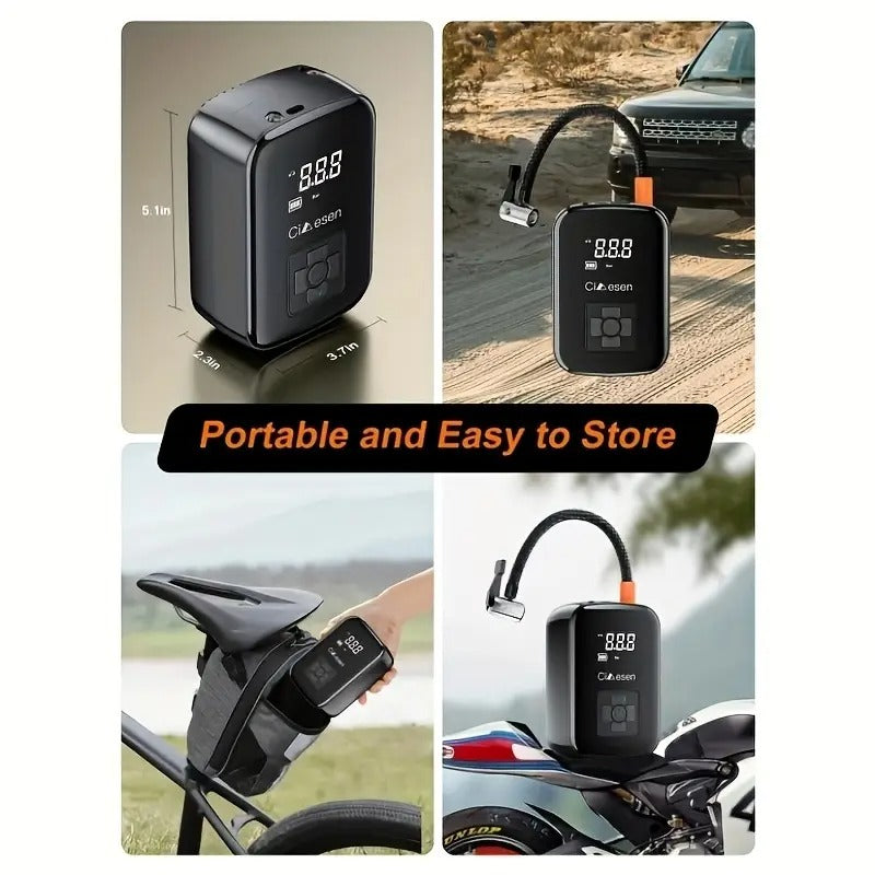 1pc portable tire inflator with fast cordless air compressor usb rechargeable multi function nozzle adapter long lasting lithium battery for car motorcycle bicycle tires balls auto parts tire inflation compact size tire inflato _ temu Temu