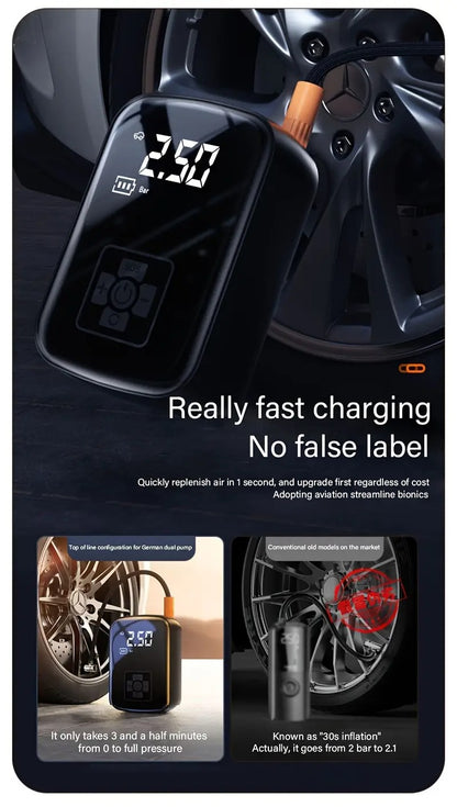 1pc portable tire inflator with fast cordless air compressor usb rechargeable multi function nozzle adapter long lasting lithium battery for car motorcycle bicycle tires balls auto parts tire inflation compact size tire inflato _ temu Temu