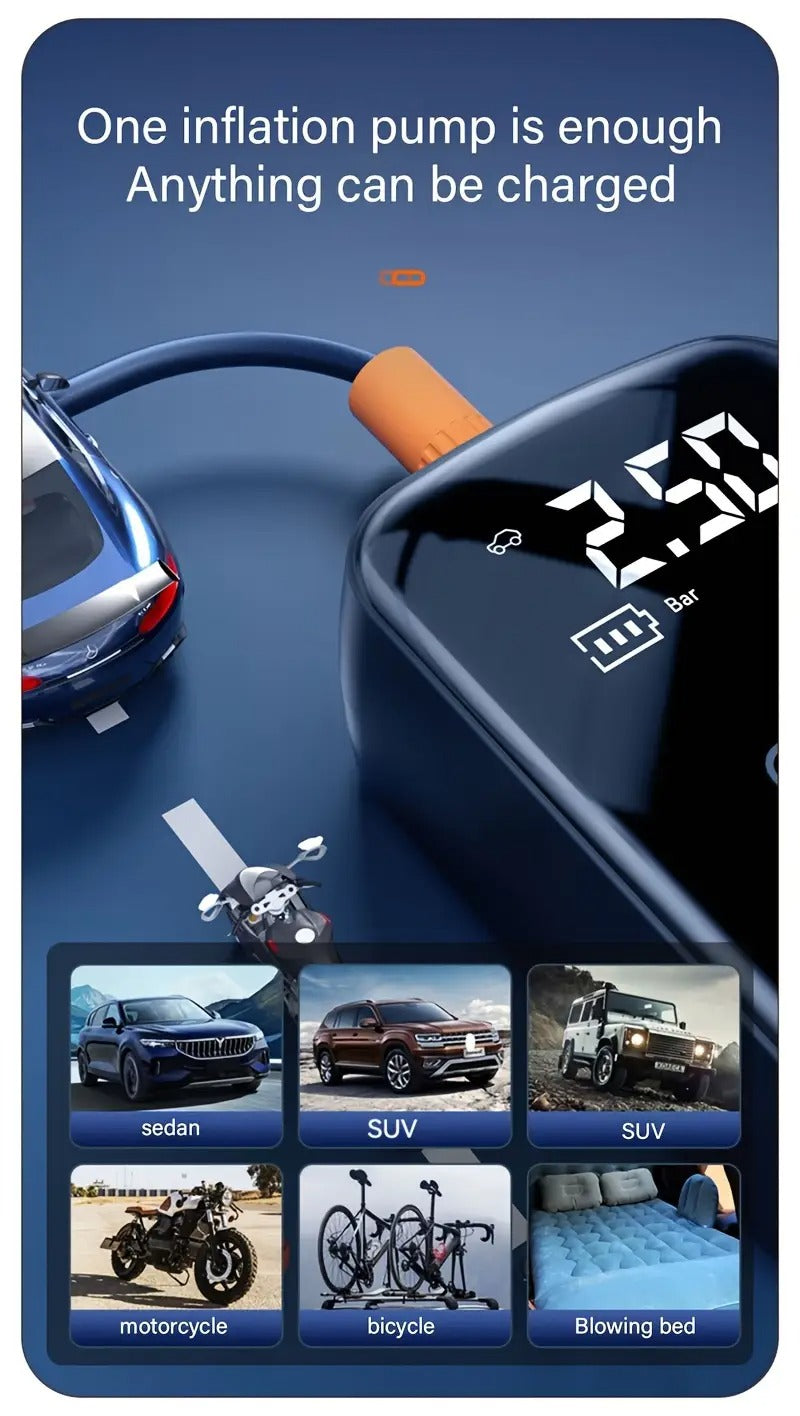 1pc portable tire inflator with fast cordless air compressor usb rechargeable multi function nozzle adapter long lasting lithium battery for car motorcycle bicycle tires balls auto parts tire inflation compact size tire inflato _ temu Temu