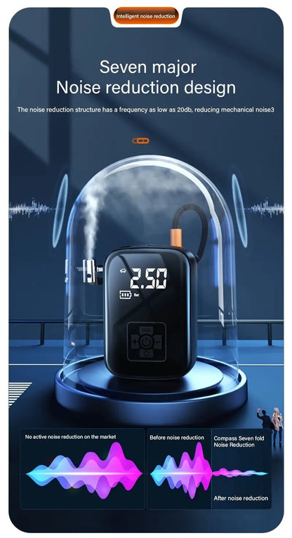 1pc portable tire inflator with fast cordless air compressor usb rechargeable multi function nozzle adapter long lasting lithium battery for car motorcycle bicycle tires balls auto parts tire inflation compact size tire inflato _ temu Temu