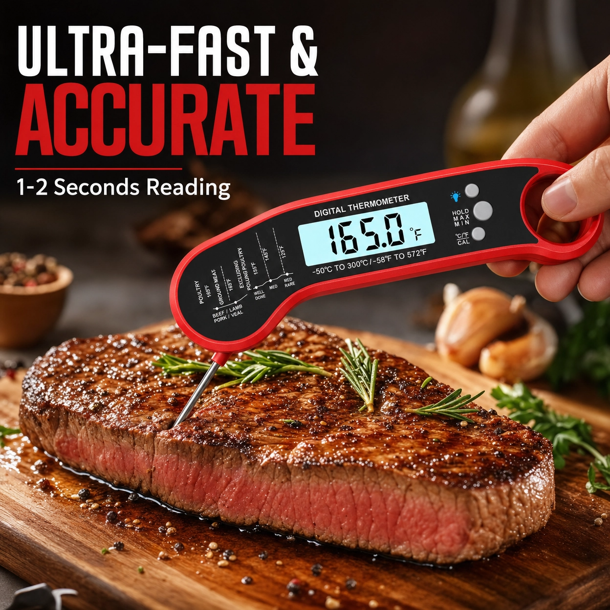 🌡️ Instant Read Digital Meat Thermometer – Perfect Results Every Time